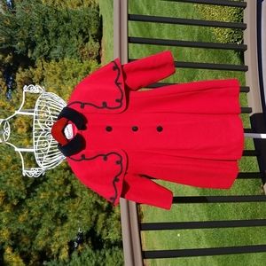 Red Girl's Wool Coat Tailored by Rothschild (Size 6/7)